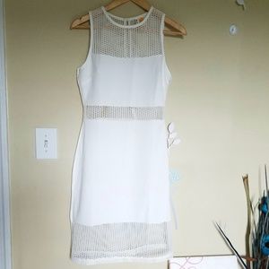White Sleeveless Mesh Dress Medium
